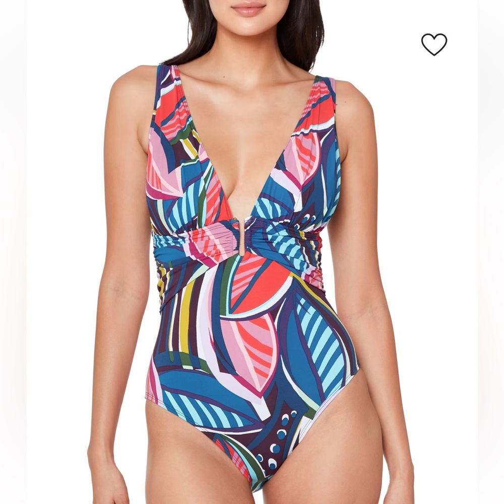 BLEU ROD BEATTIE Print Plunge One-Piece Swimsuit